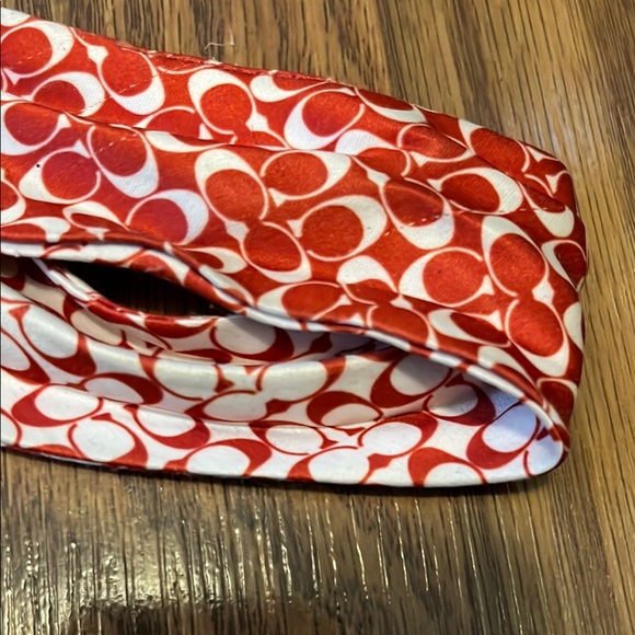 Coach signature C Red and White Silk Scarf - Picture 4 of 4